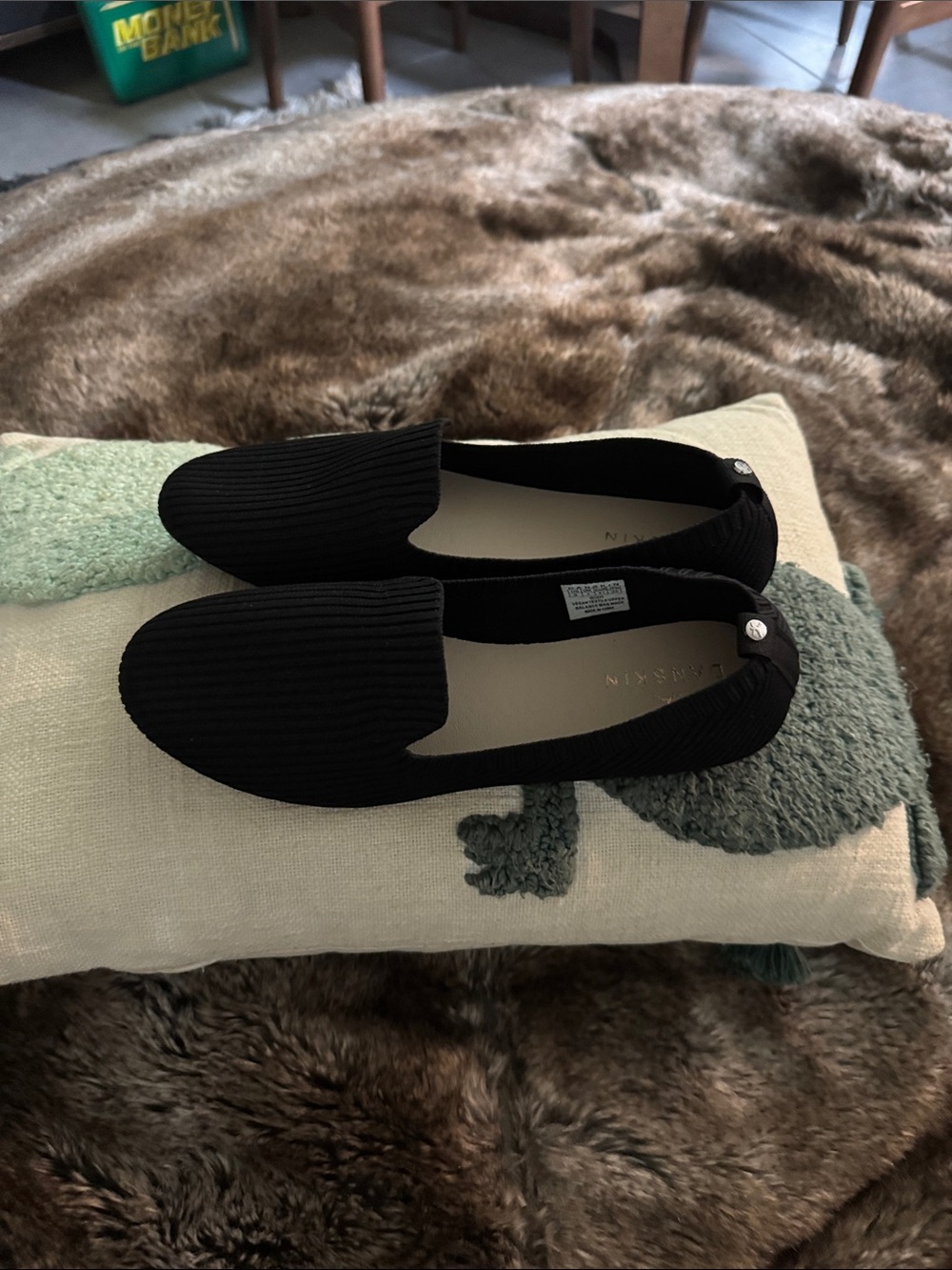 Danskin Black Ribbed Knit Slip-On Loafers